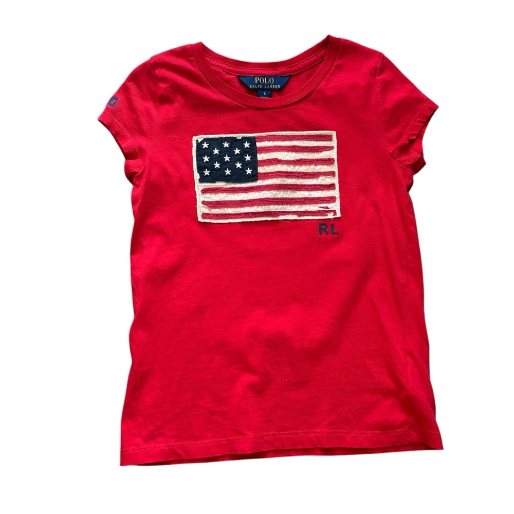 Polo by Ralph Lauren Kids Red Flag Jersey Tee Girls size 6